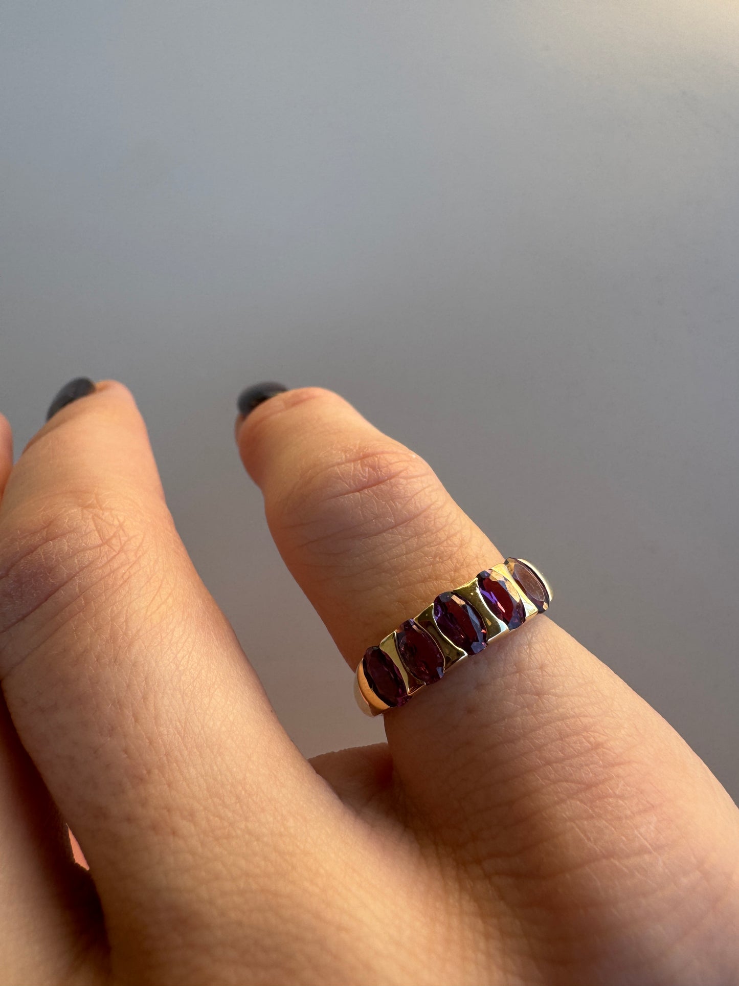 vintage 10k yellow gold rhodolite garnet ring