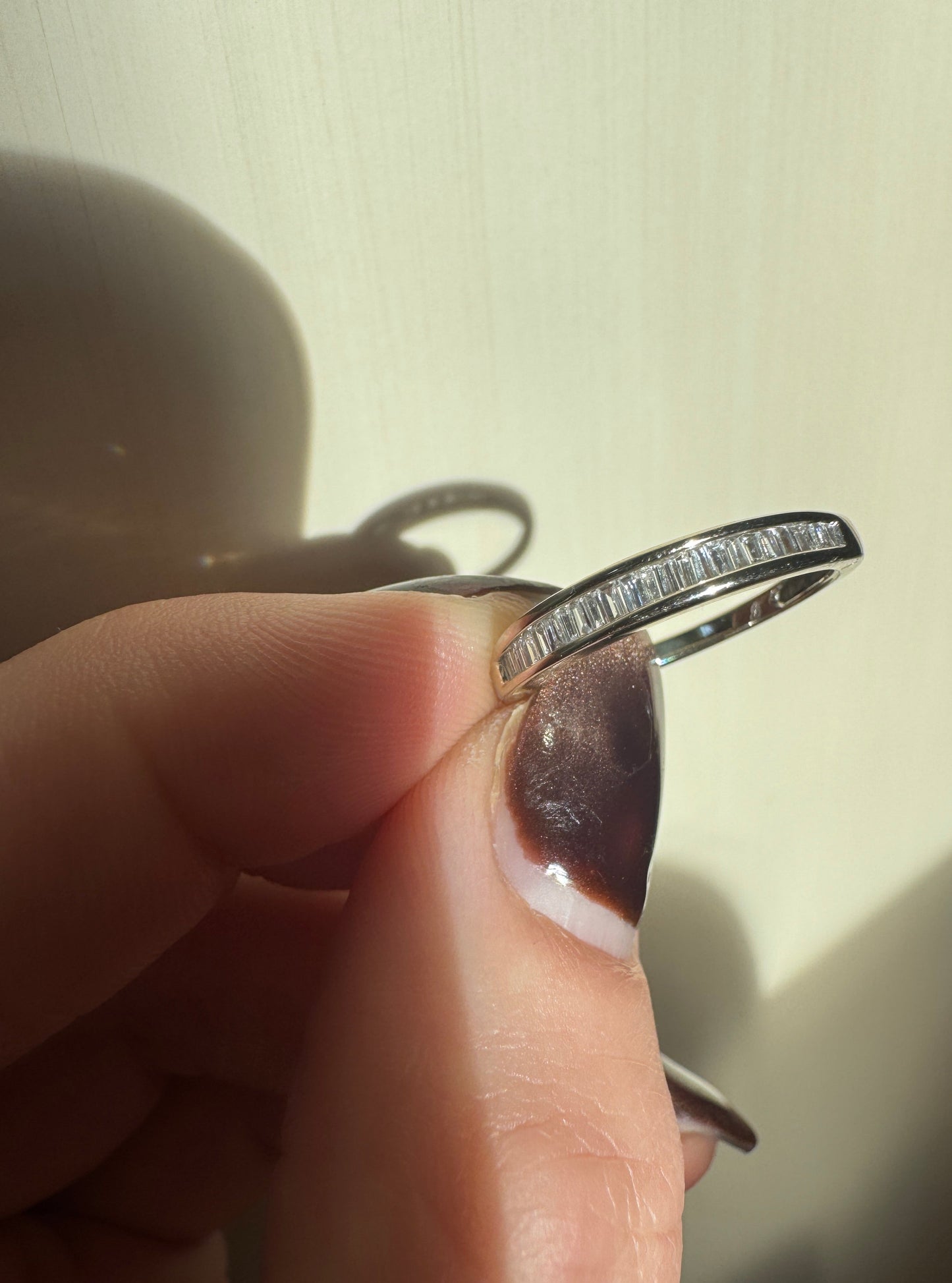 estate 14k yellow gold channel set baguette diamond half eternity band