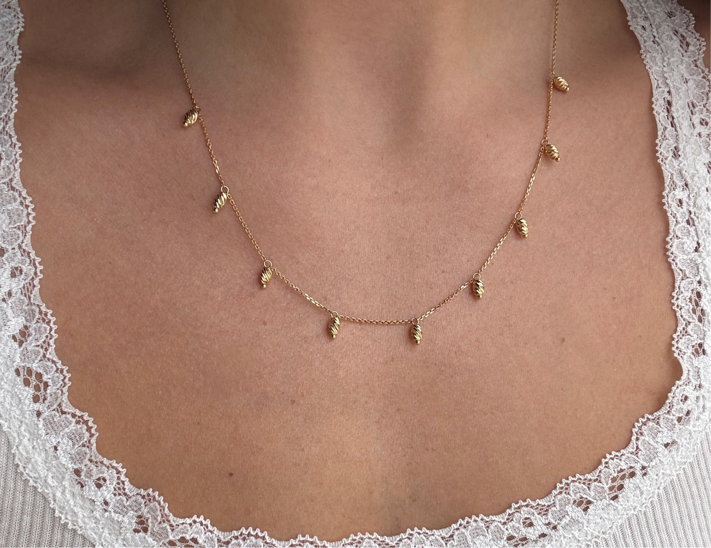 estate 14k yellow gold charm necklace