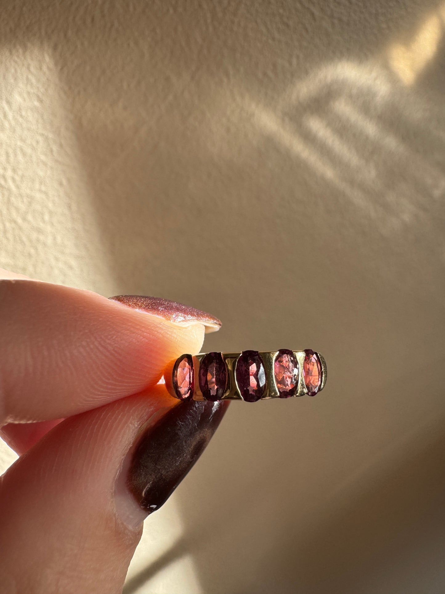 vintage 10k yellow gold rhodolite garnet ring