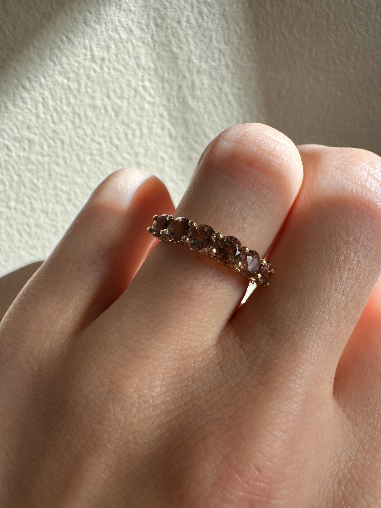 estate 14k yellow gold pinkish brown sapphire ring