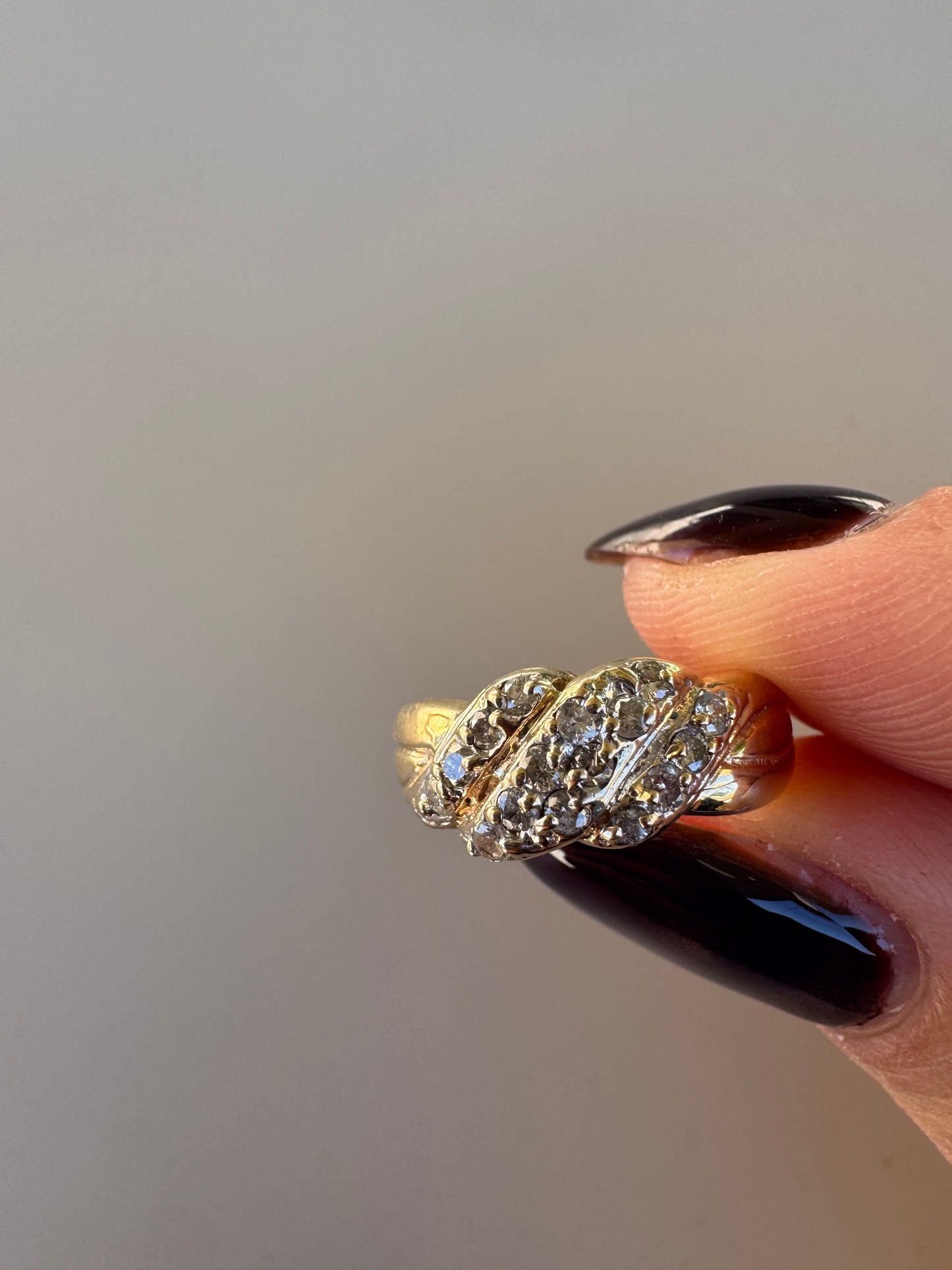 vintage 14k yellow gold diamond knot ring