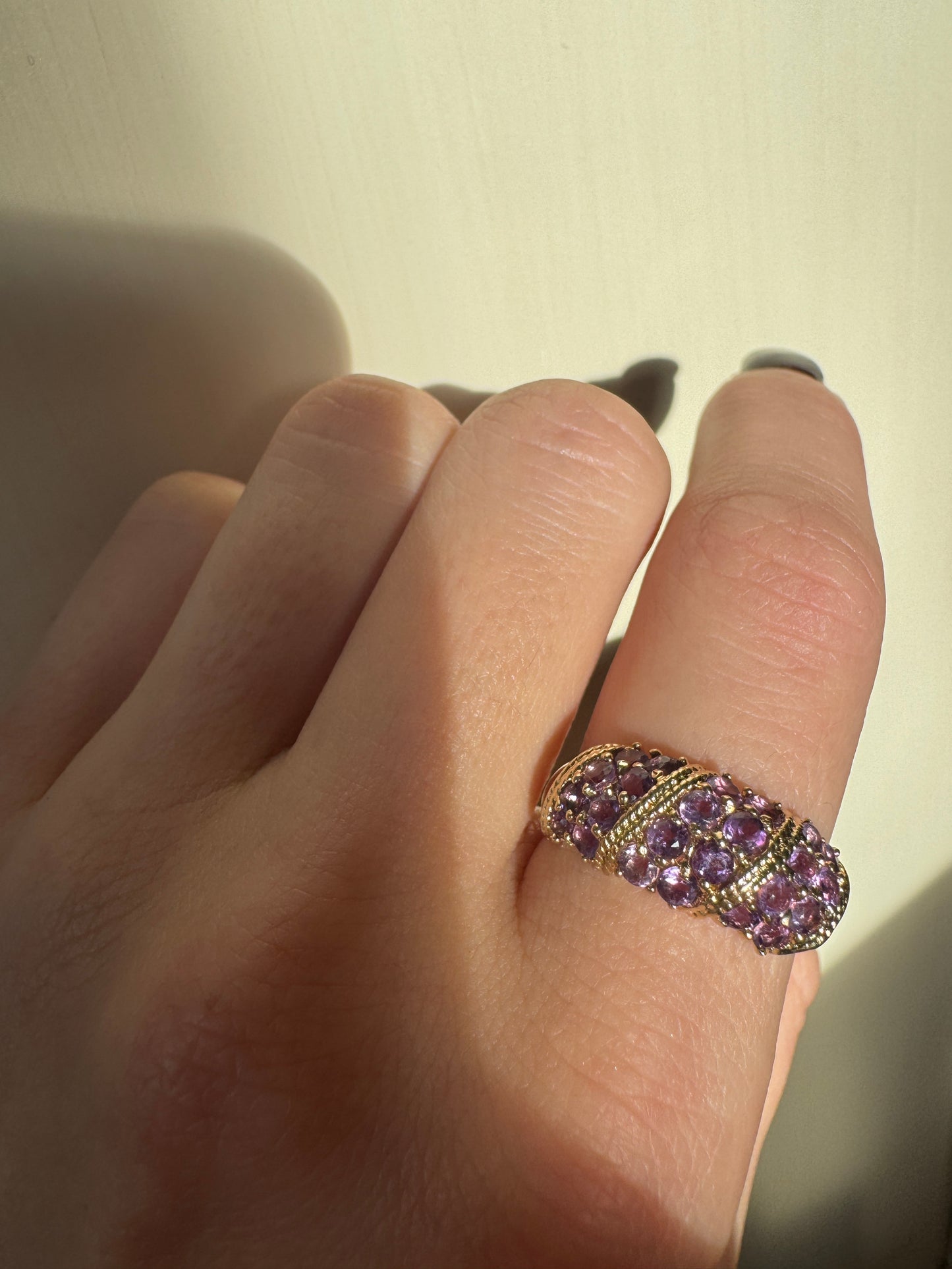 vintage 10k yellow gold amethyst ring