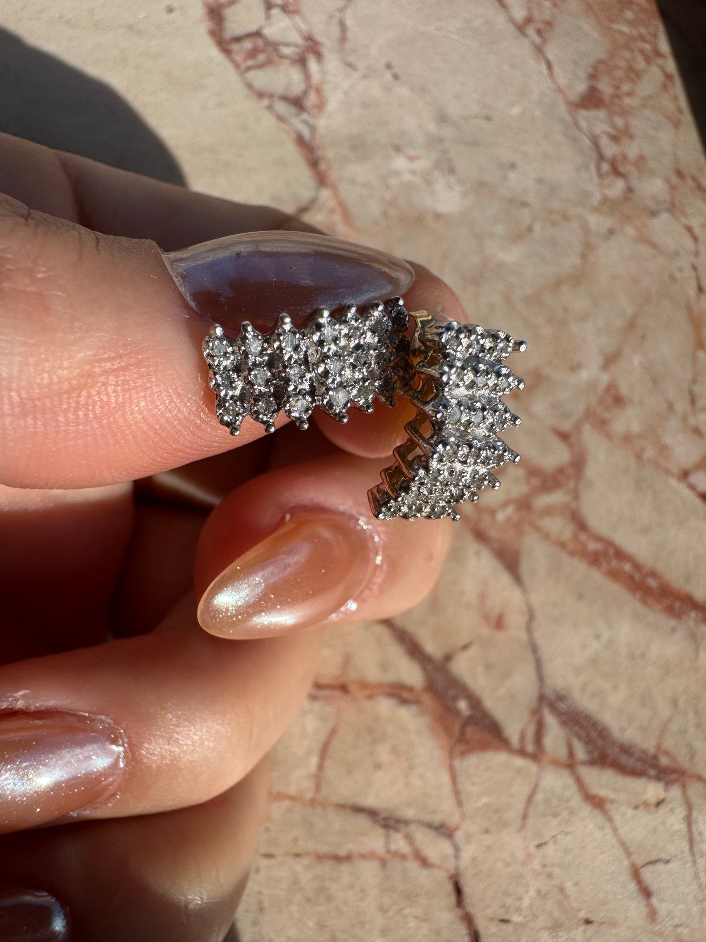 vintage 10k two tone micro pave diamond cluster studs