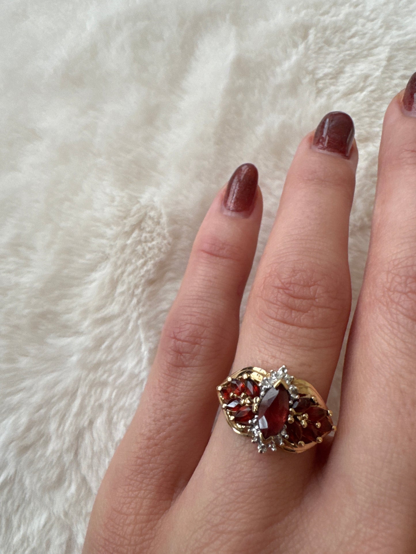 vintage 10k yellow gold garnet ring