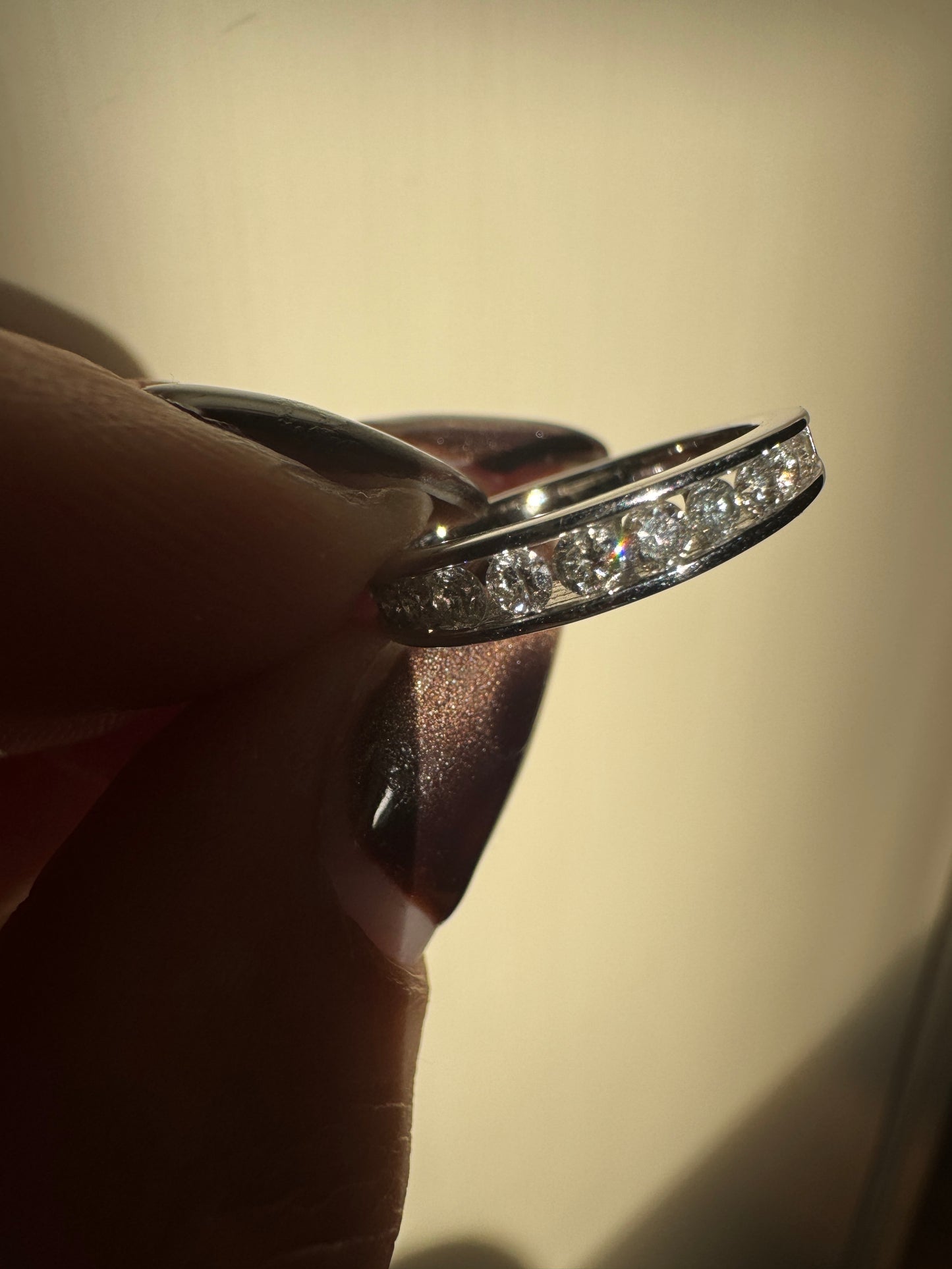 estate 10k white gold diamond half eternity band