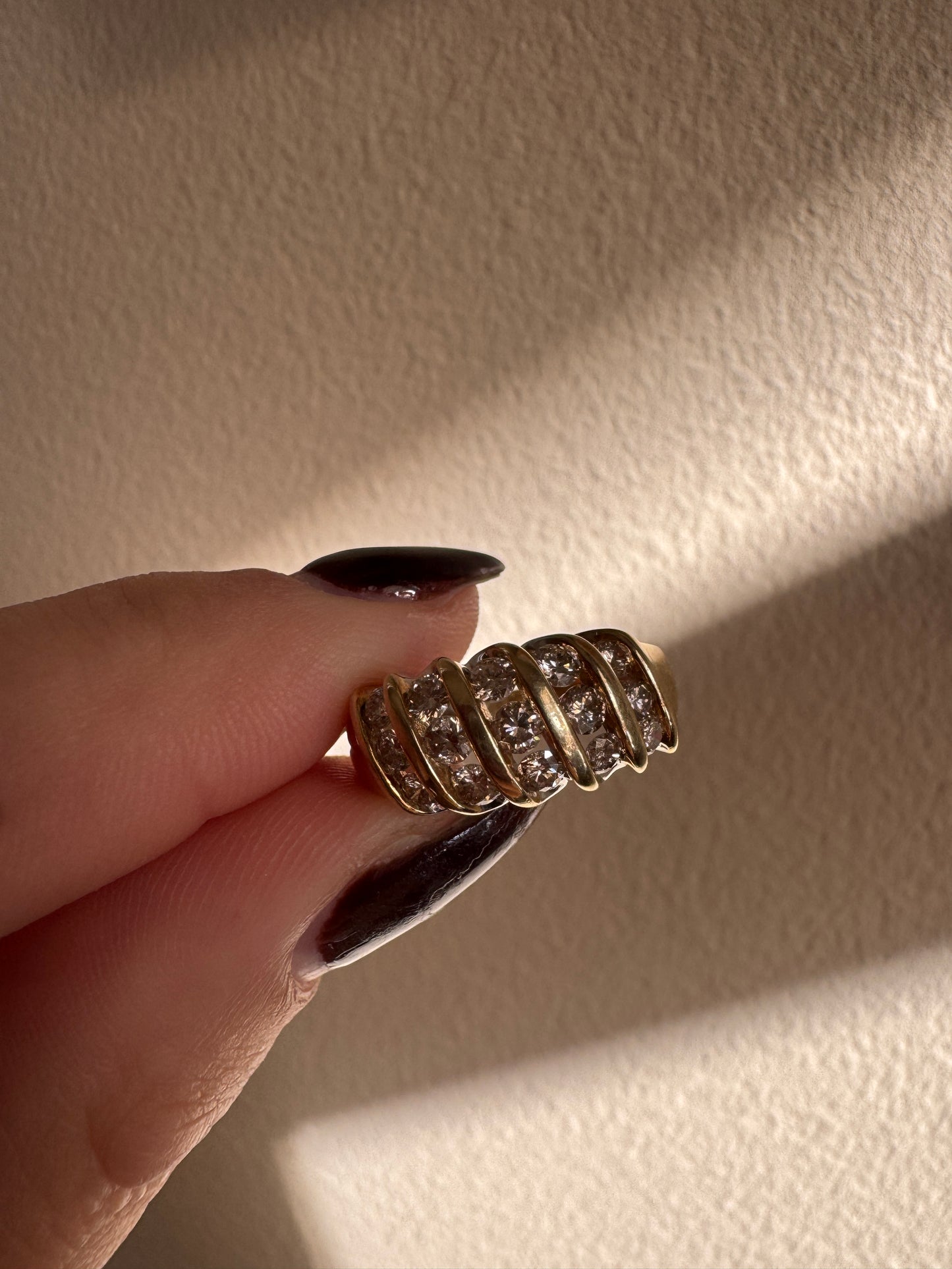 vintage 10k yellow gold champagne diamond cocktail ring