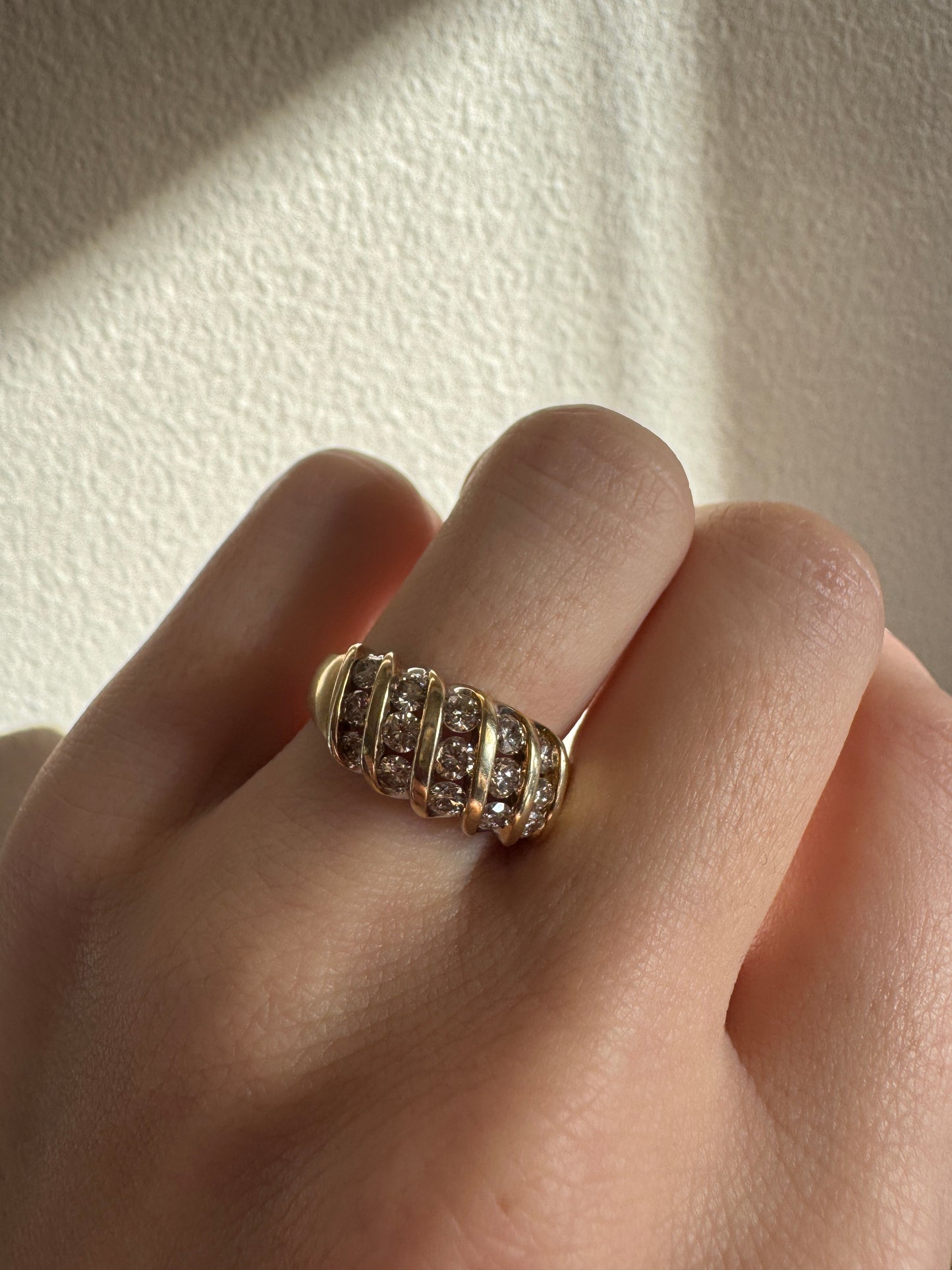 vintage 10k yellow gold champagne diamond cocktail ring