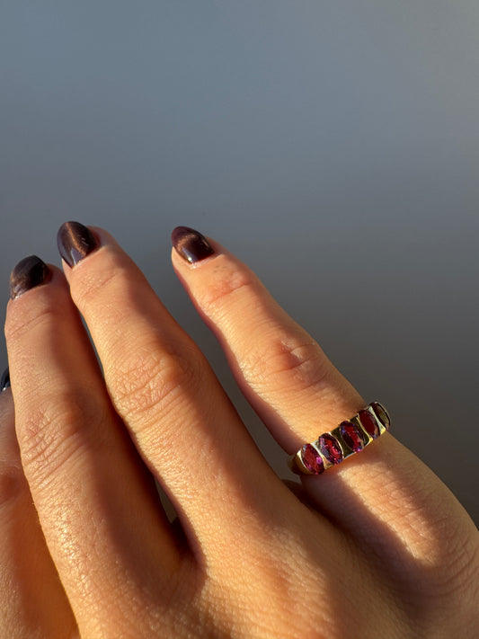 vintage 10k yellow gold rhodolite garnet ring