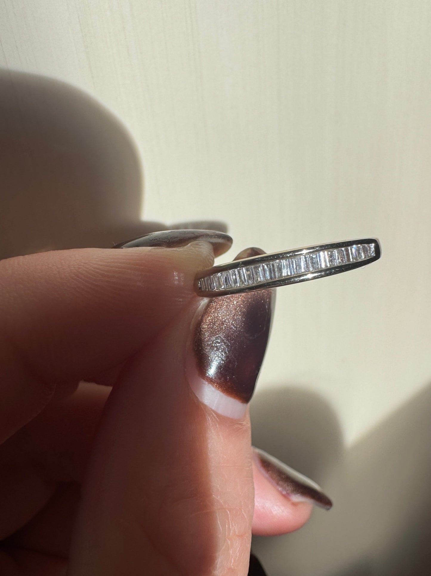 estate 14k yellow gold channel set baguette diamond half eternity band