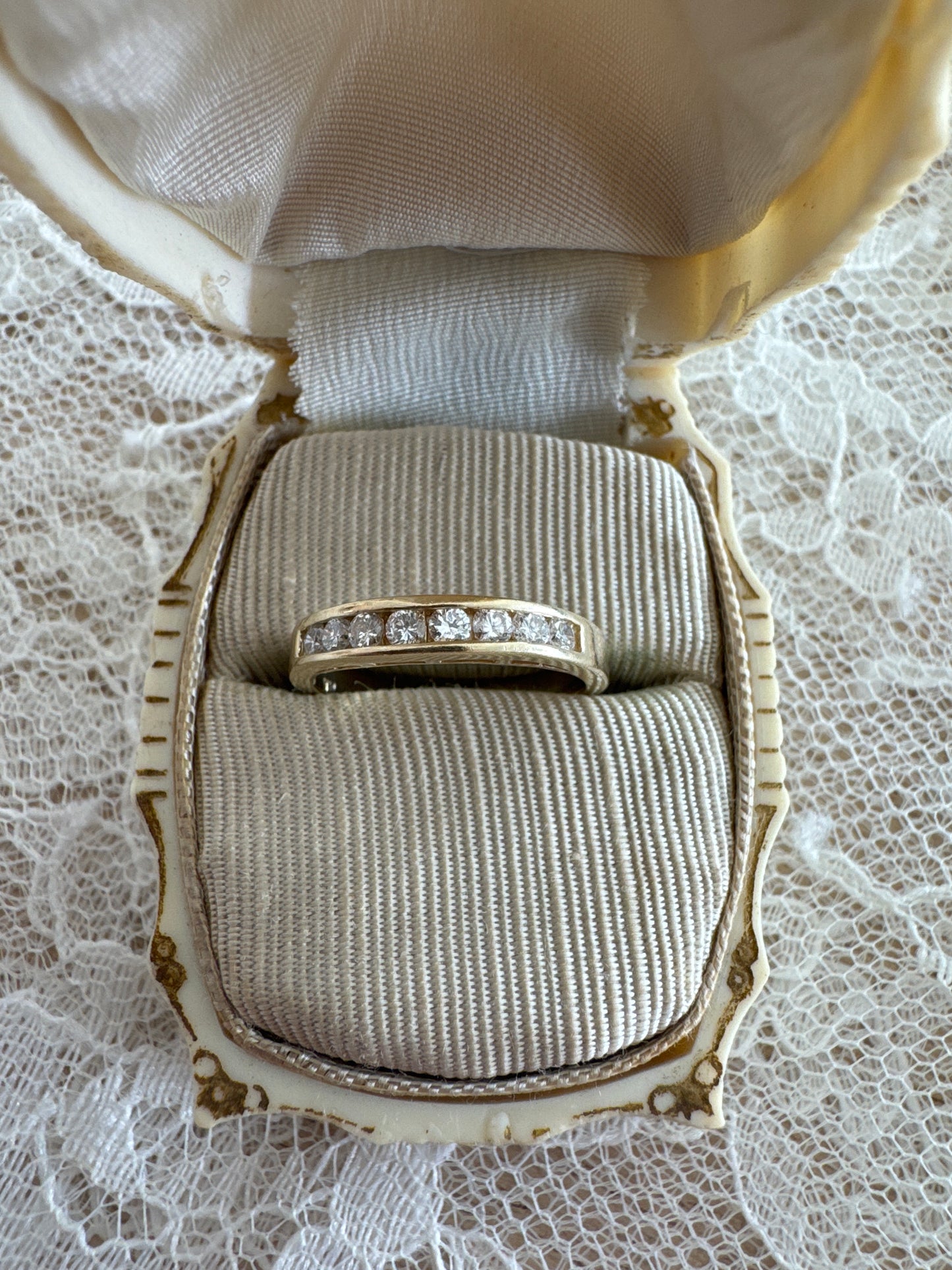 14k yellow gold diamond ring with subtle curve