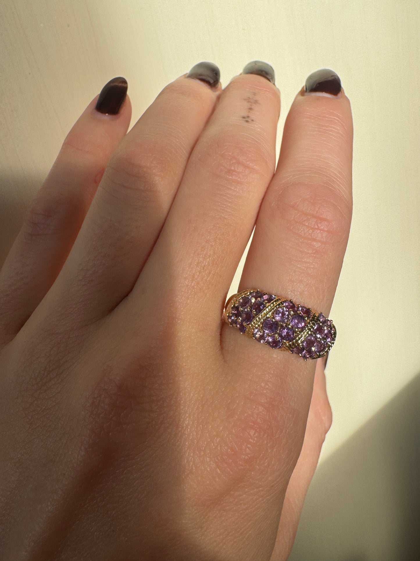 vintage 10k yellow gold amethyst ring