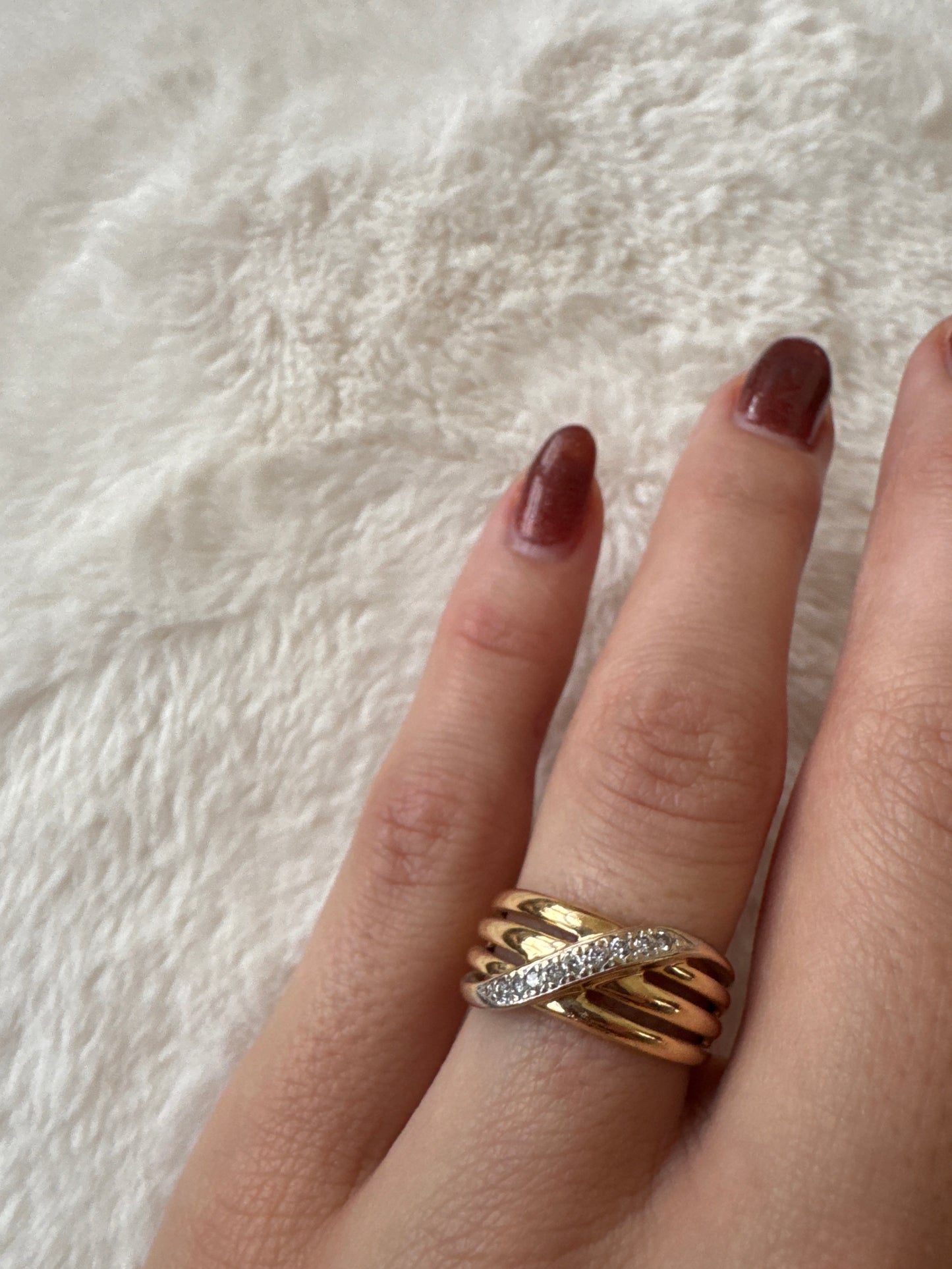 vintage 14k yellow gold with white gold set pave diamonds