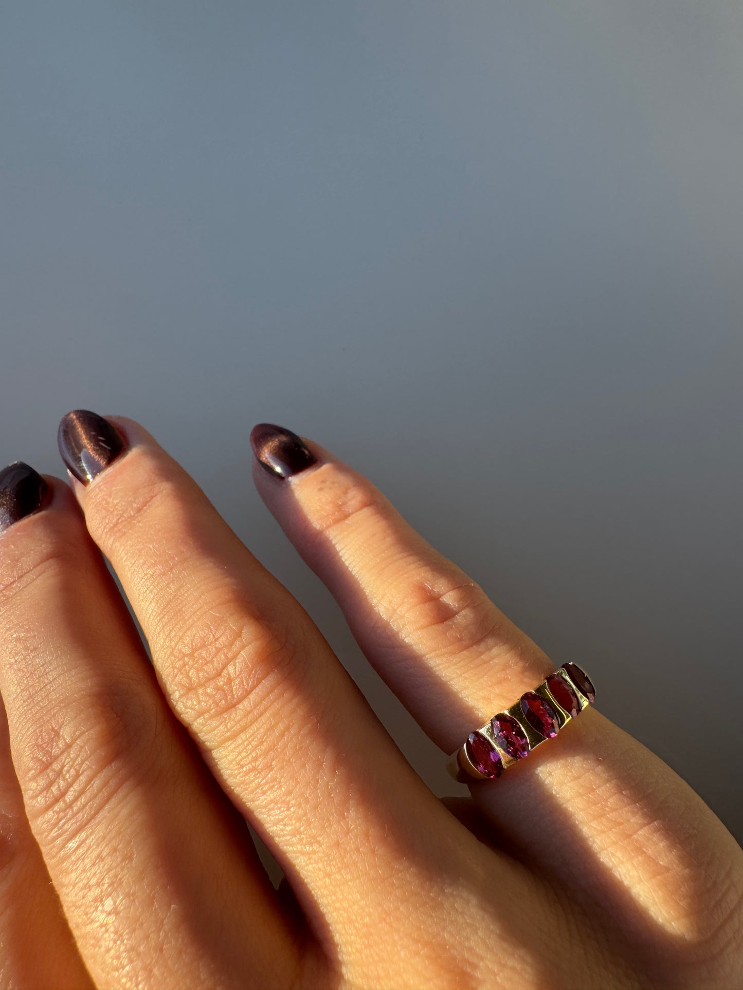 vintage 10k yellow gold rhodolite garnet ring