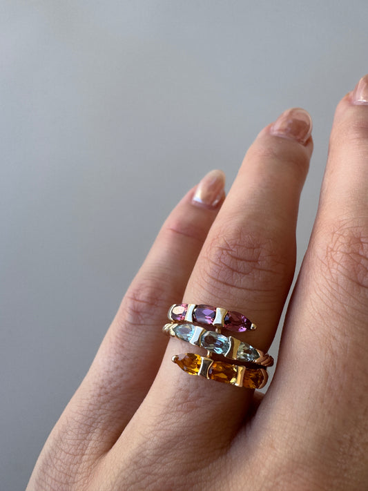 vintage 10k yellow gold gemstone bypass ring