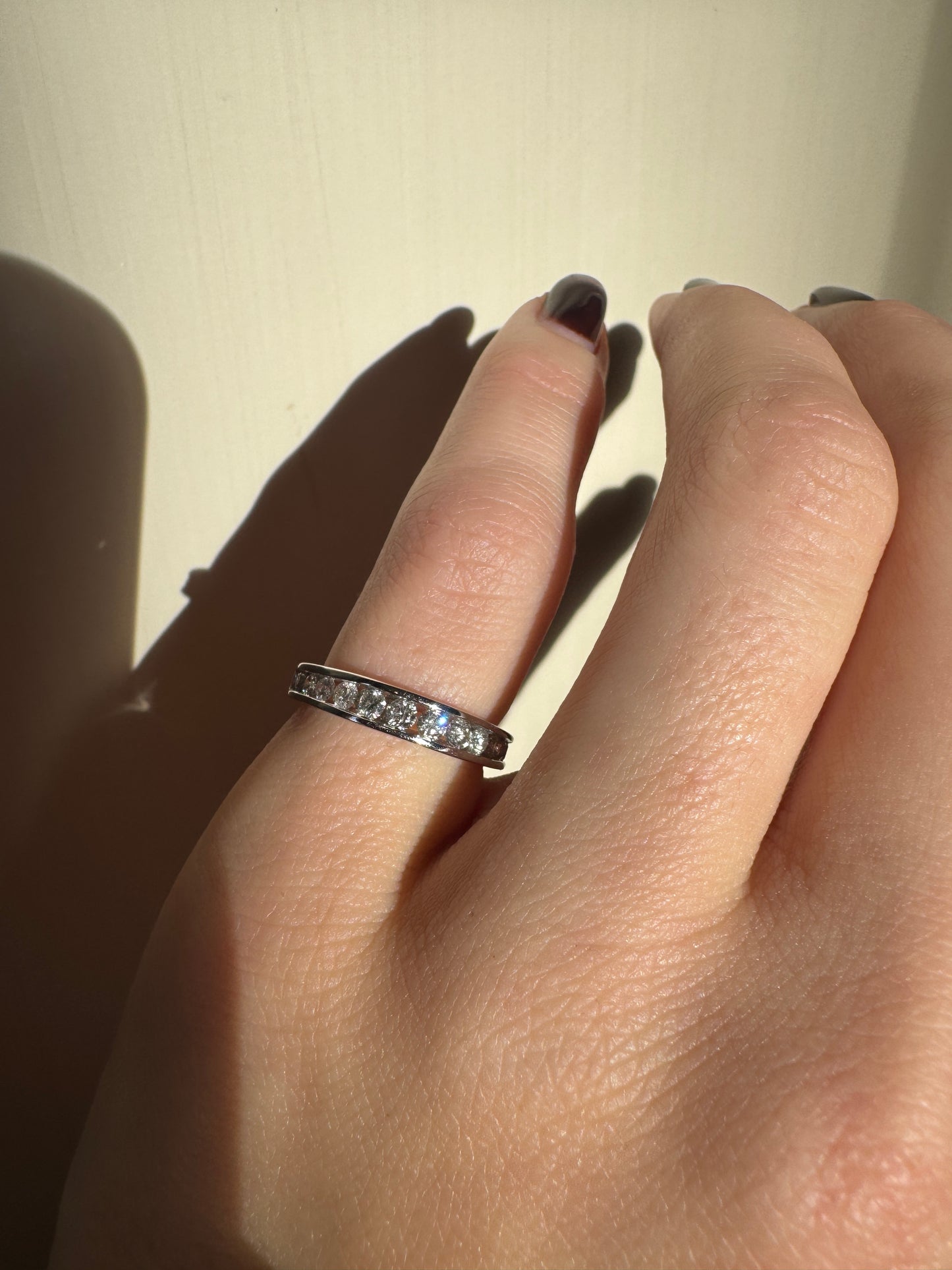 estate 10k white gold diamond half eternity band