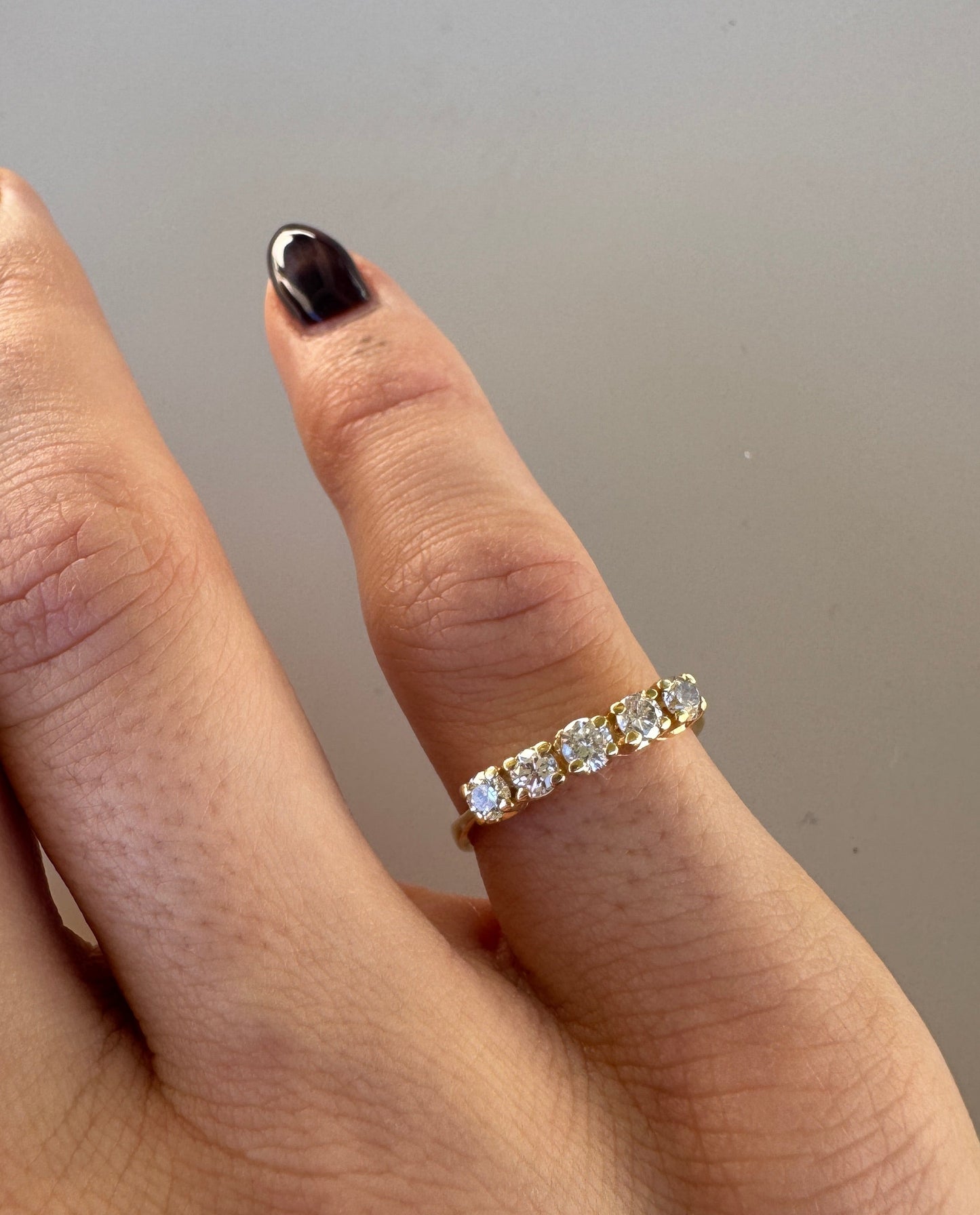 vintage 14k yellow gold 5 diamond ring