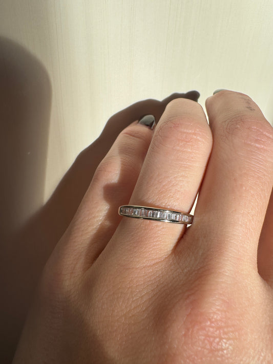 estate 14k yellow gold channel set baguette diamond half eternity band