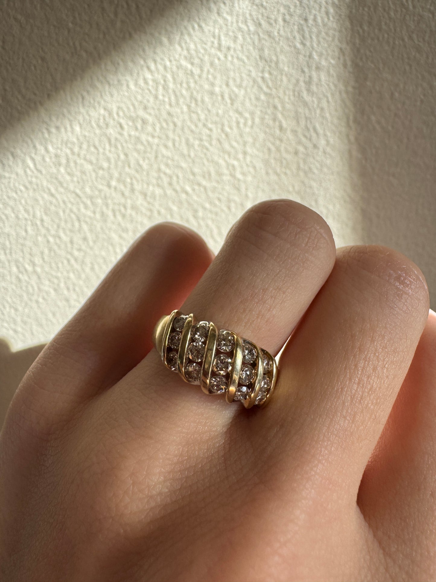 vintage 10k yellow gold champagne diamond cocktail ring