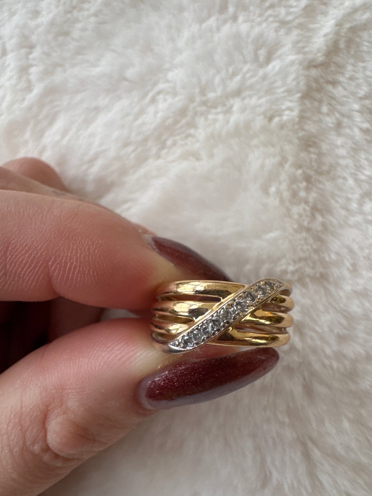 vintage 14k yellow gold with white gold set pave diamonds