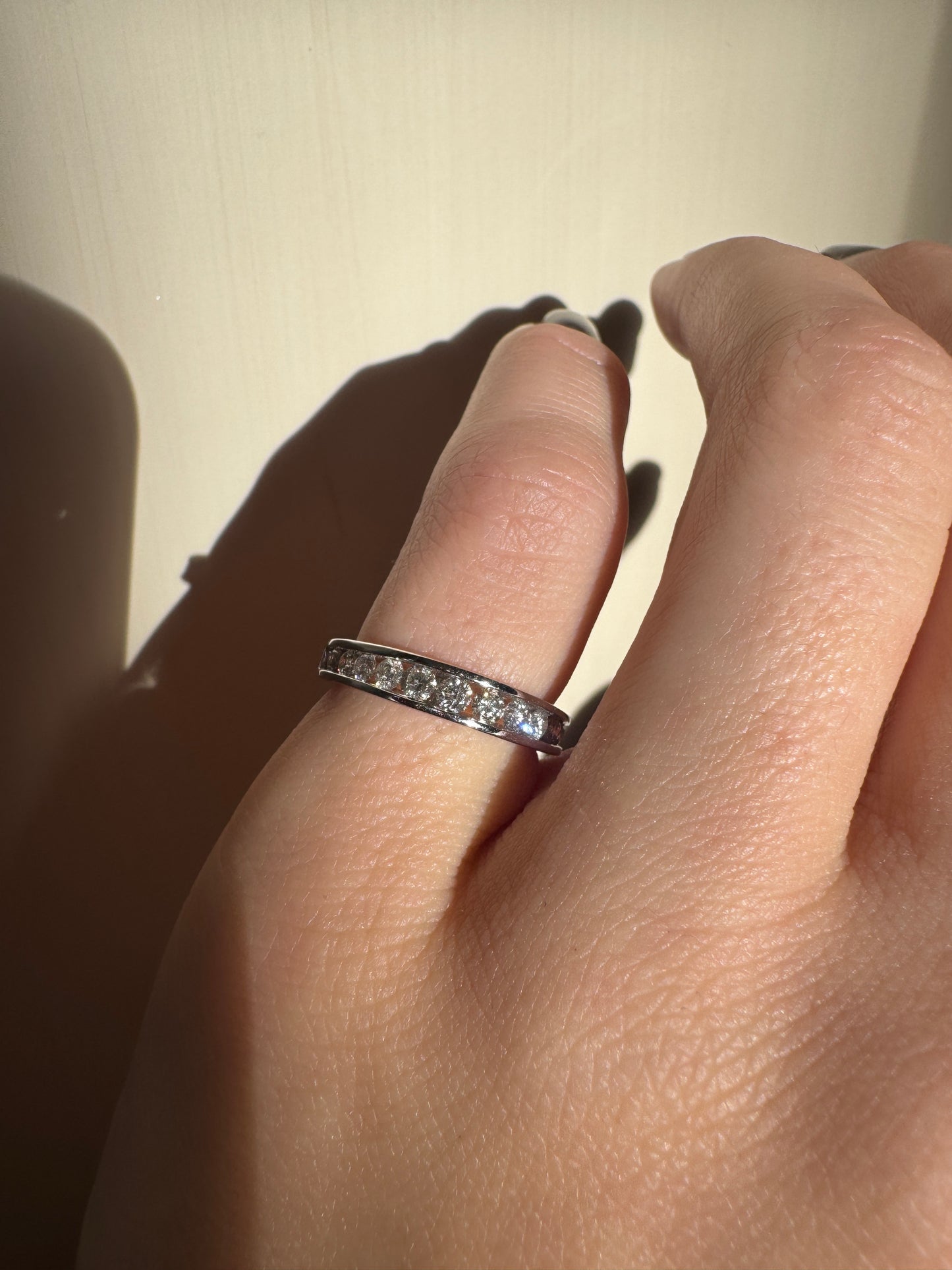 estate 10k white gold diamond half eternity band